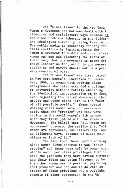 Notes toward a Women's Analysis of Class - 1