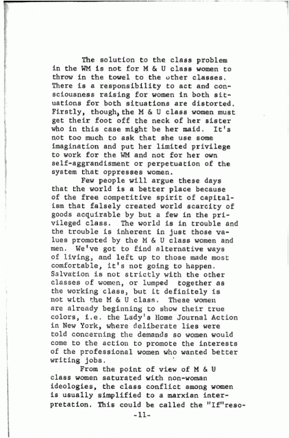 Notes toward a Women's Analysis of Class - 11