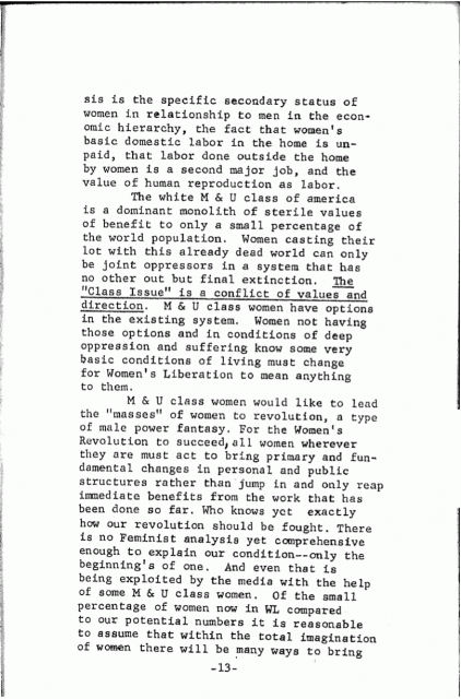 Notes toward a Women's Analysis of Class - 13