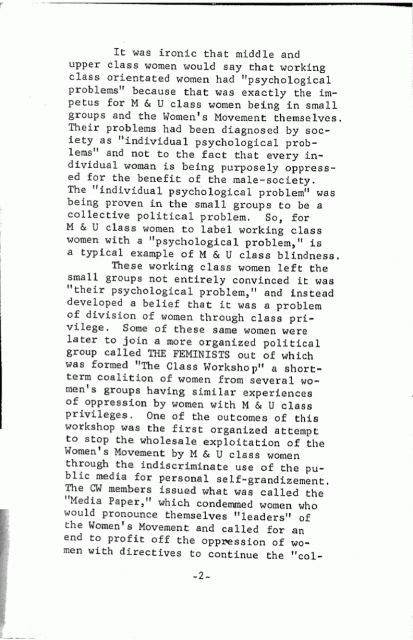 Notes toward a Women's Analysis of Class - 2