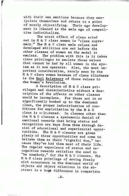 Notes toward a Women's Analysis of Class - 8