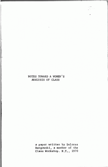 Notes toward a Women's Analysis of Class - Title