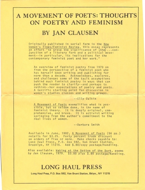 Flyer for A Movement of Poets