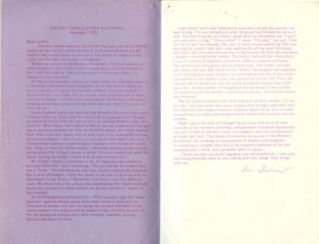 Dykes for an Amerikan Revolution - Excerpt from a letter to Cynthia
