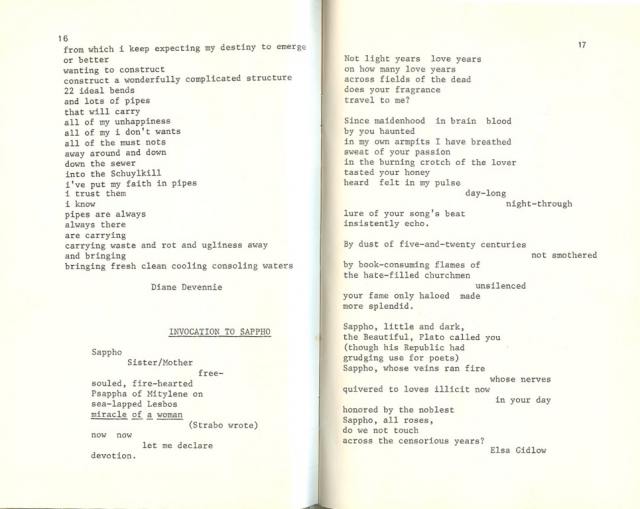 We Are All Lesbians - A Plumbing Poem (cont) and Invocation to Sappho