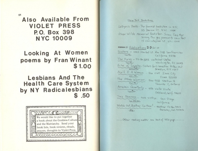 We Are All Lesbians - Inside Back Cover